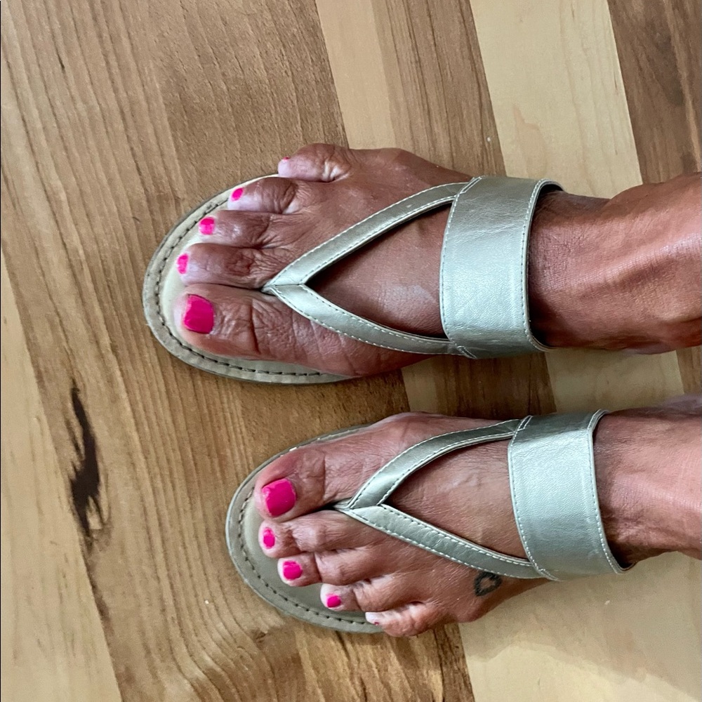 Gold American eagle sandals
